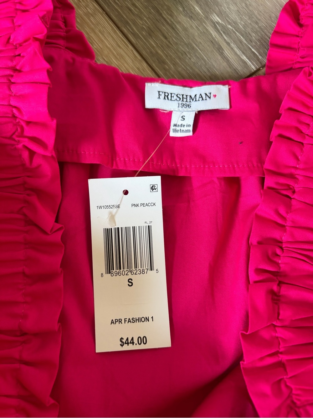 Freshman Hot Pink Ruffle Poplin Top - Picture 3 of 9